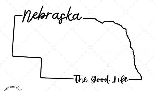 Nebraska: The good life (White writing)